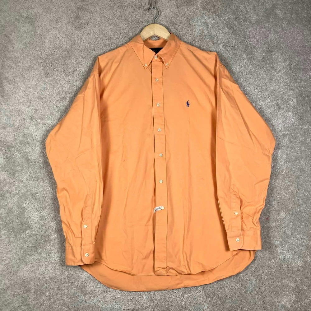 Vtg Ralph Lauren Button Down Shirt Lot 2 Mens M Orange Blaire Blake Long Sleeve - Picture 11 of 16